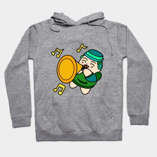 Cute cartoon boy happy playing trumpet Hoodie